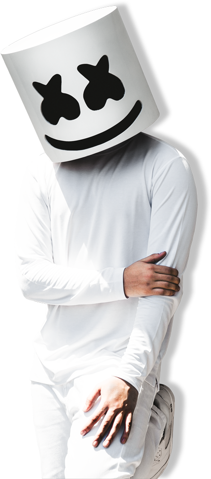 Marshmello D J Pose White Outfit PNG Image