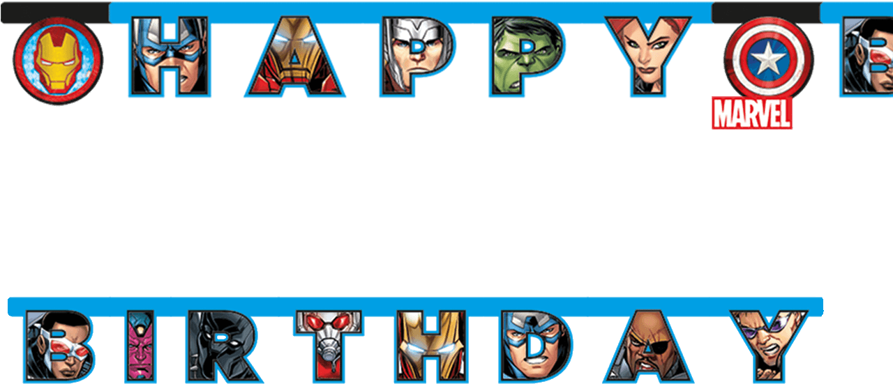 Marvel Superhero Happy Birthday Banner PNG Image