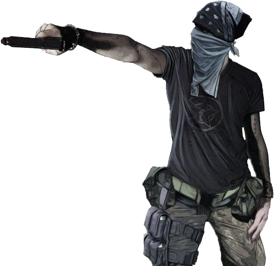 Masked Gangster Pointing Gun PNG Image