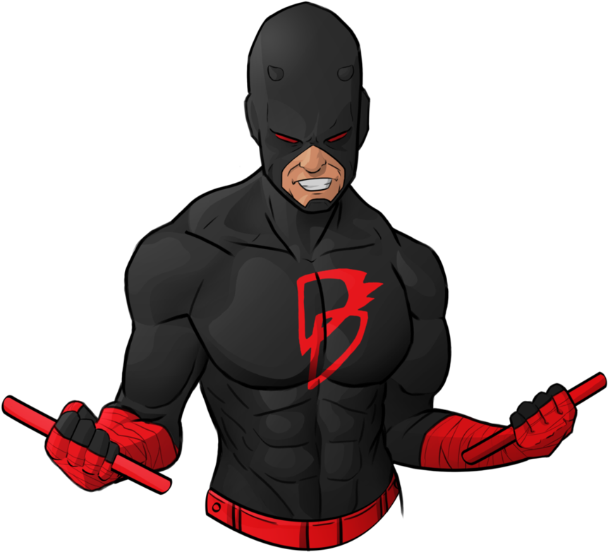 Masked Vigilante With Batons PNG Image