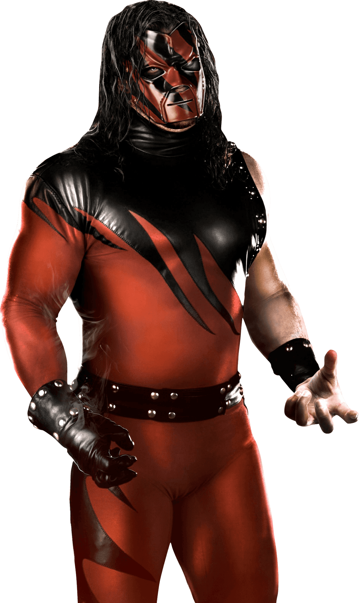 Masked_ Wrestler_in_ Red_ Attire.png PNG Image