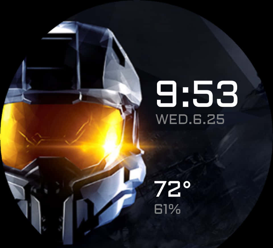 Master Chief Helmet Clock Interface PNG Image