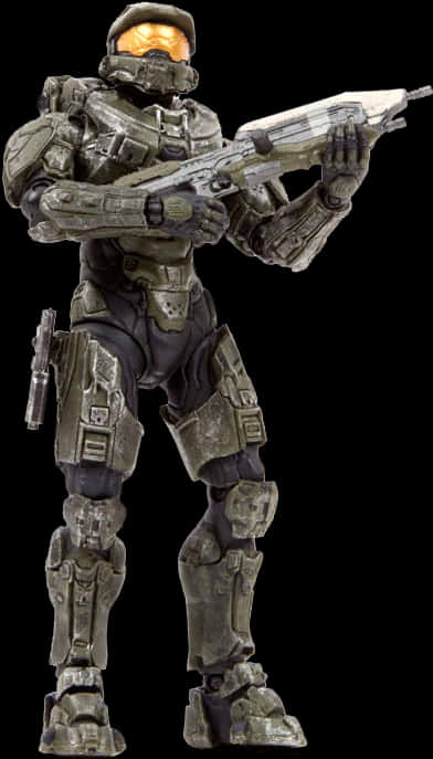 Master Chief Holding Rifle PNG Image