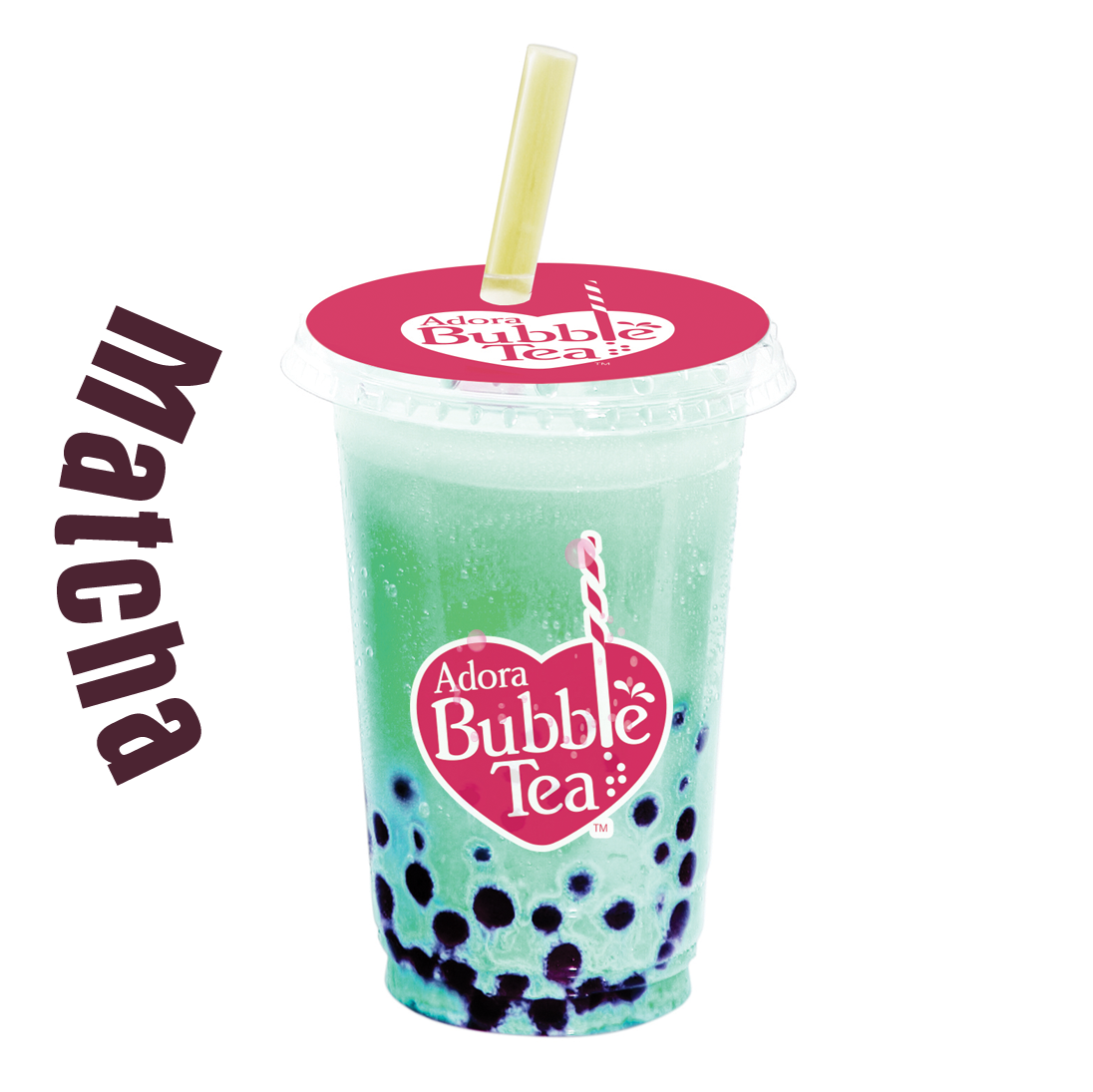 Matcha Bubble Tea Adora Brand PNG Image