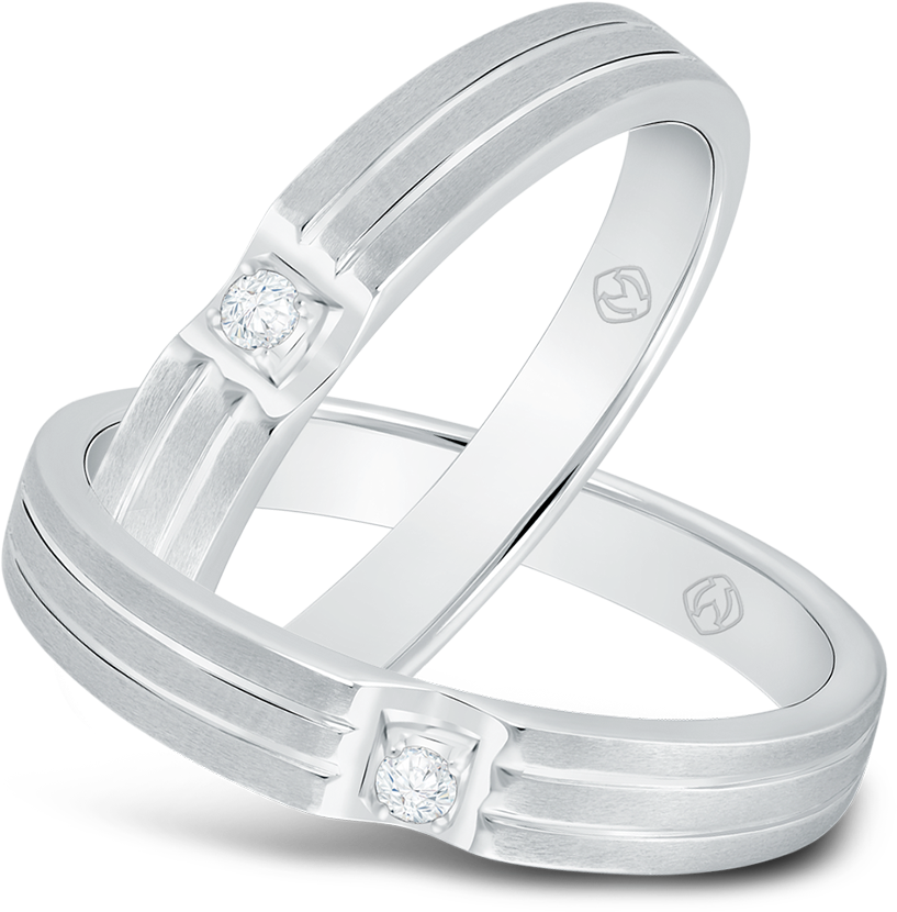 Matching Couple Wedding Bands Silver PNG Image