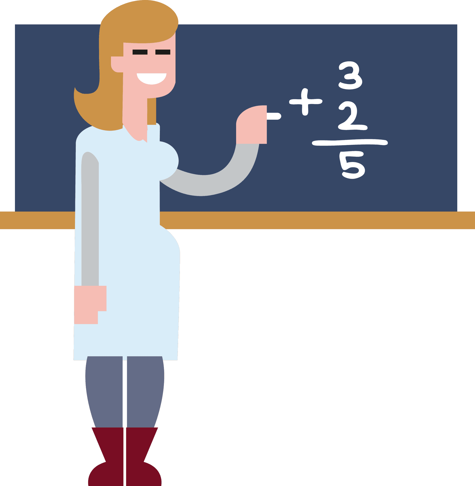 Math Teacher Fraction Addition PNG Image