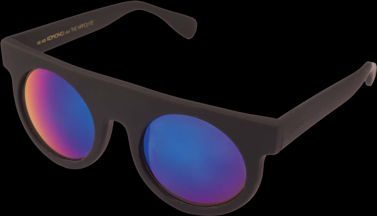 Matte Black Sunglasseswith Reflective Lenses PNG Image