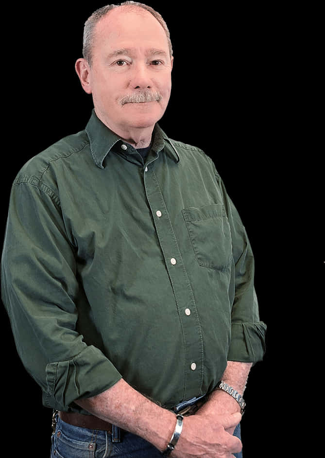 Mature Manin Green Shirt PNG Image