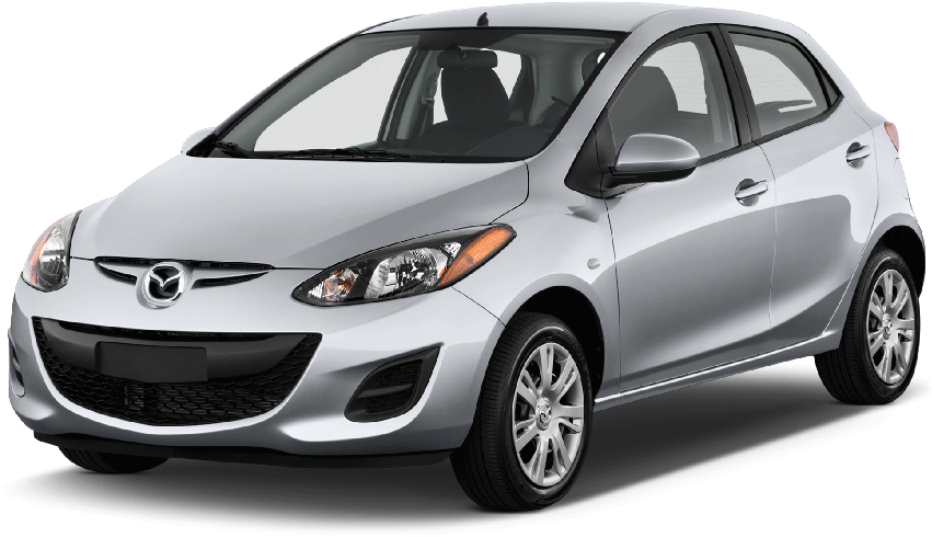 Mazda2 Silver Hatchback Profile View PNG Image