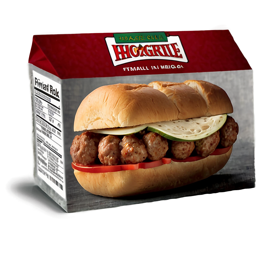 Meatball Sub Sandwich Packaging PNG Image