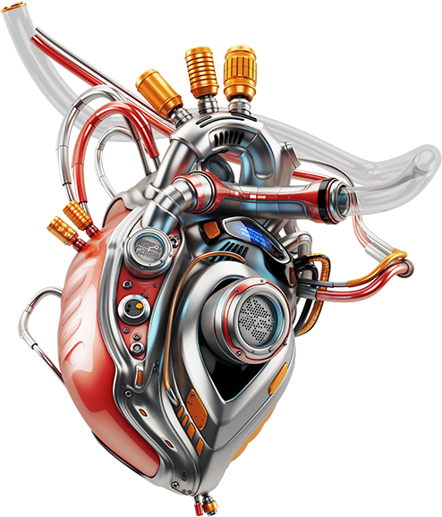 Mechanical Cybernetic Heart Illustration PNG Image