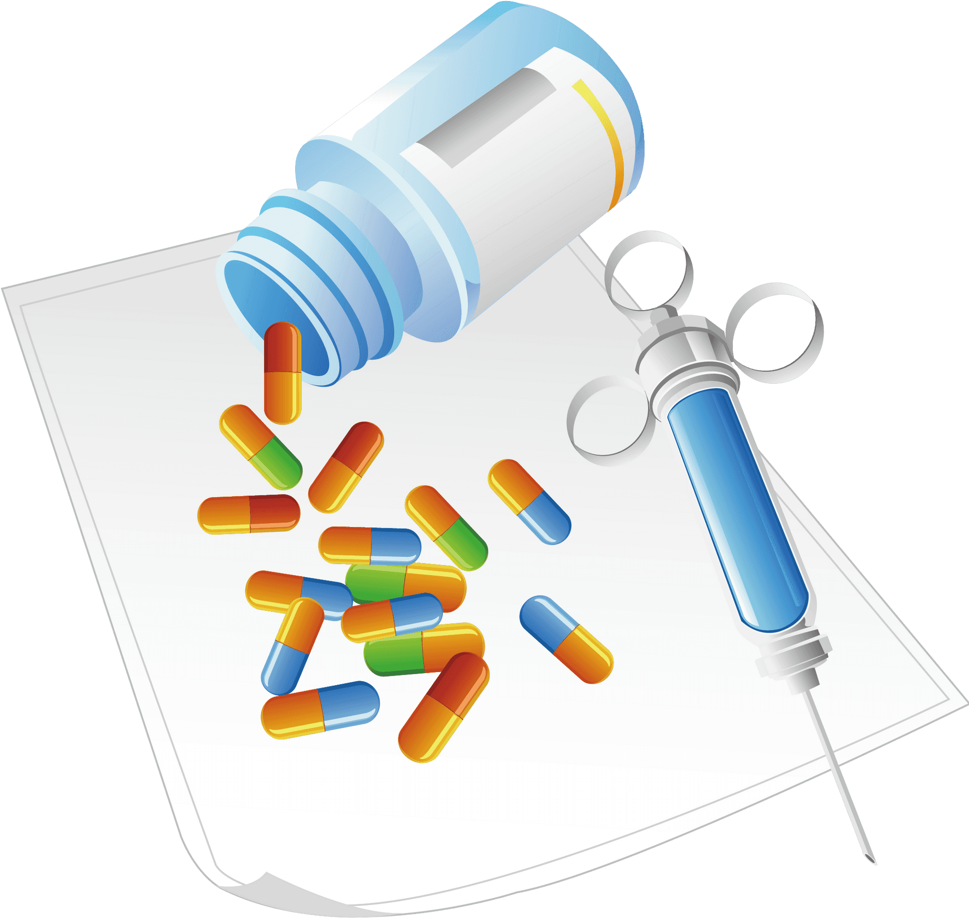 Medicationand Syringe Graphic PNG Image