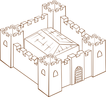 Medieval Castle Outline PNG Image