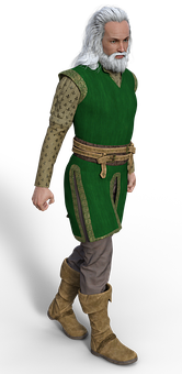 Medieval Fantasy Elder Man3 D Model PNG Image