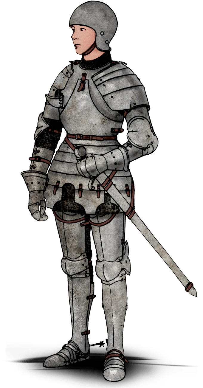 Medieval Knight Full Armor Standing PNG Image