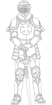 Medieval Knight Line Art PNG Image