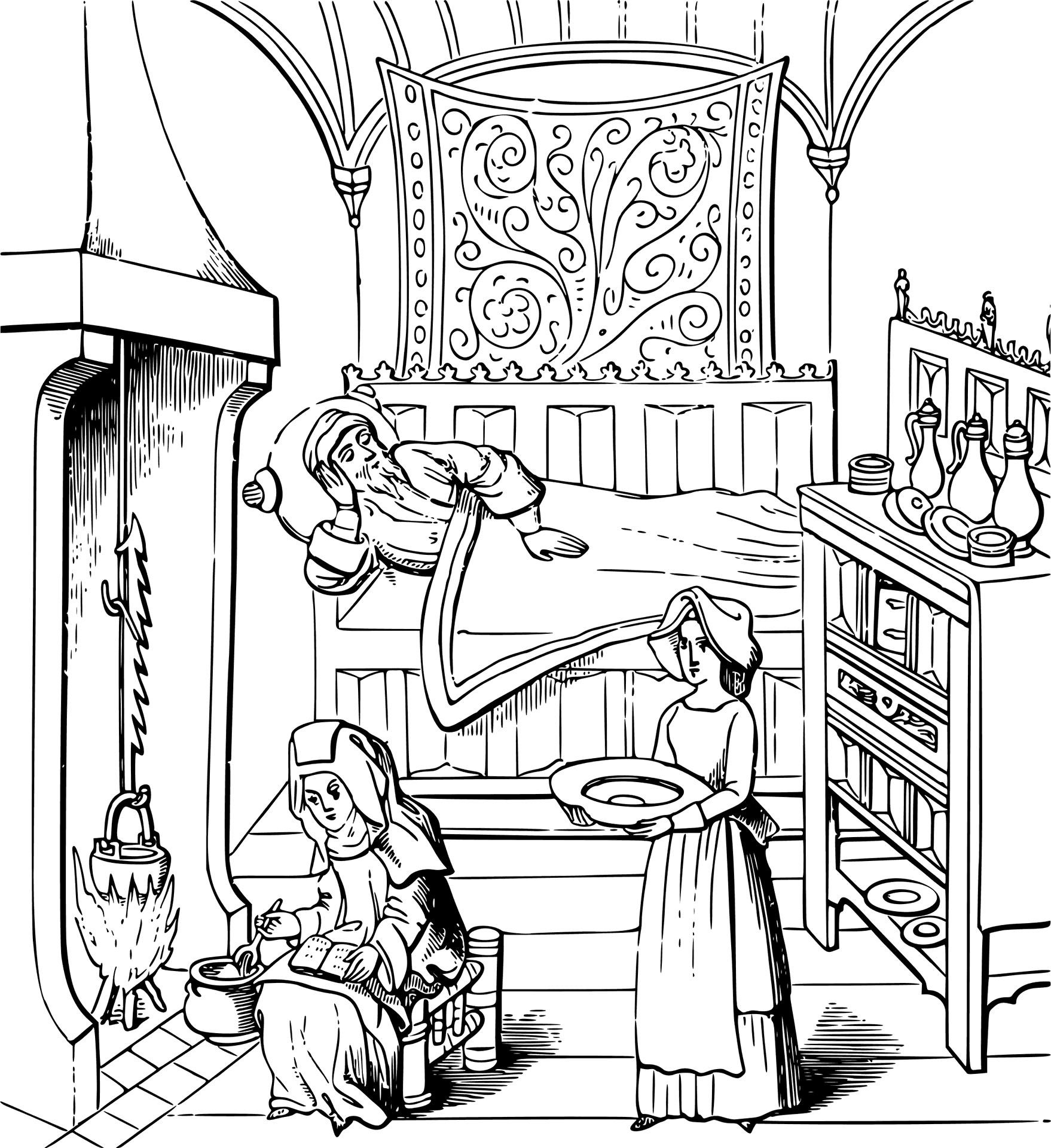 Medieval_ Sickroom_ Scene PNG Image