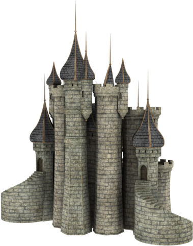 Medieval Stone Castle3 D Model PNG Image