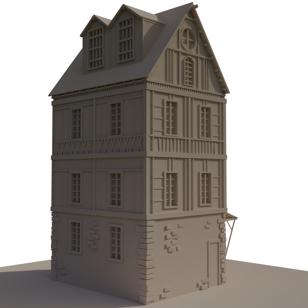 Medieval Timber Framed House3 D Model PNG Image