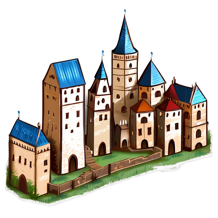 Medieval Town Illustration Png Hpe PNG Image