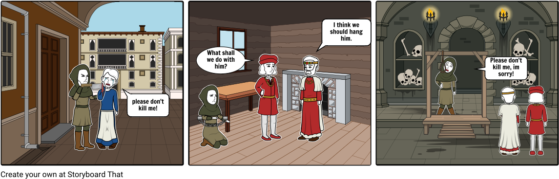 Medieval Trial Storyboard PNG Image