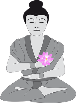 Meditating Buddhawith Lotus Flower PNG Image