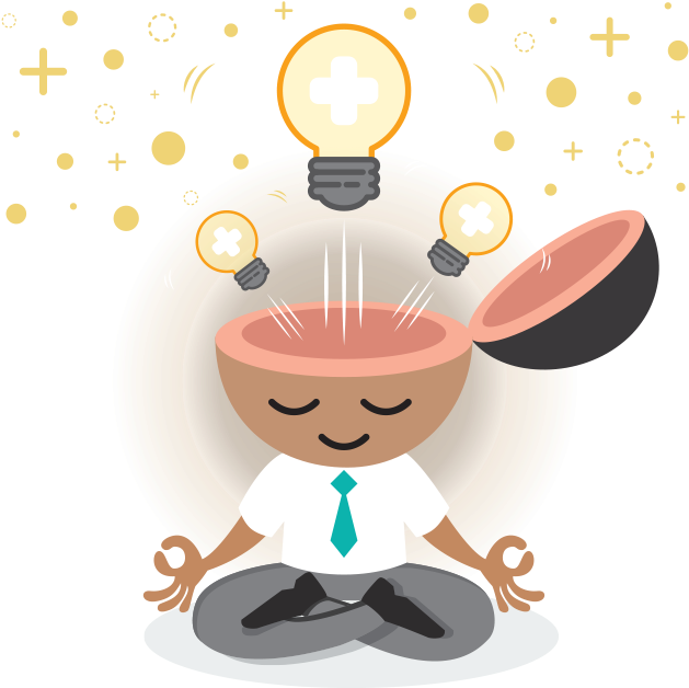 Meditating Cartoon Character Idea Generation PNG Image