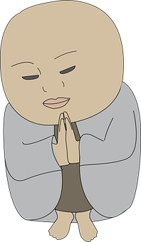 Meditating Monk Cartoon PNG Image