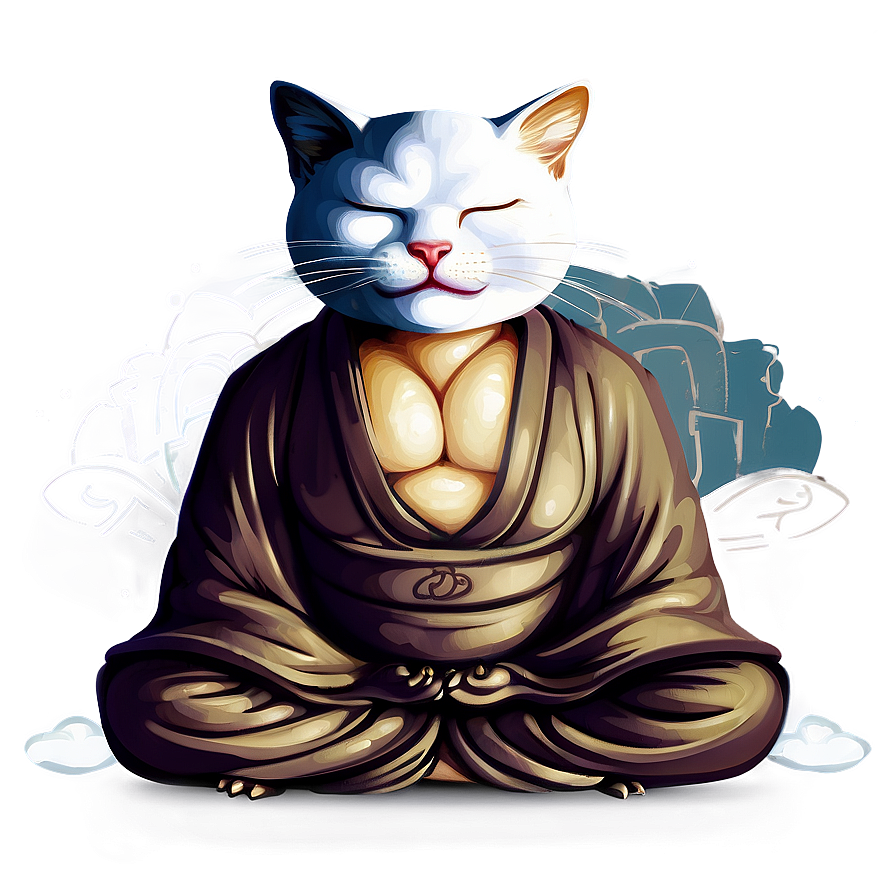 Meditating Zen Master Cat Vector Png Hbi47 PNG Image