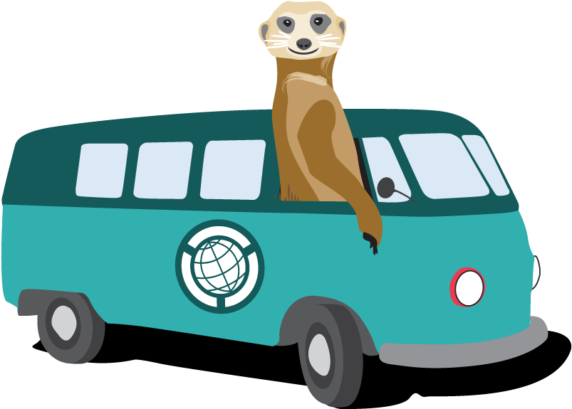 Meerkat Adventures Van Illustration PNG Image