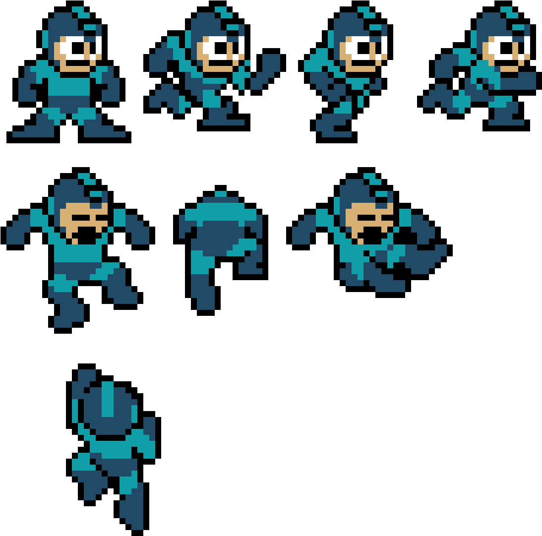 Mega Man Sprite Animation Sequences PNG Image