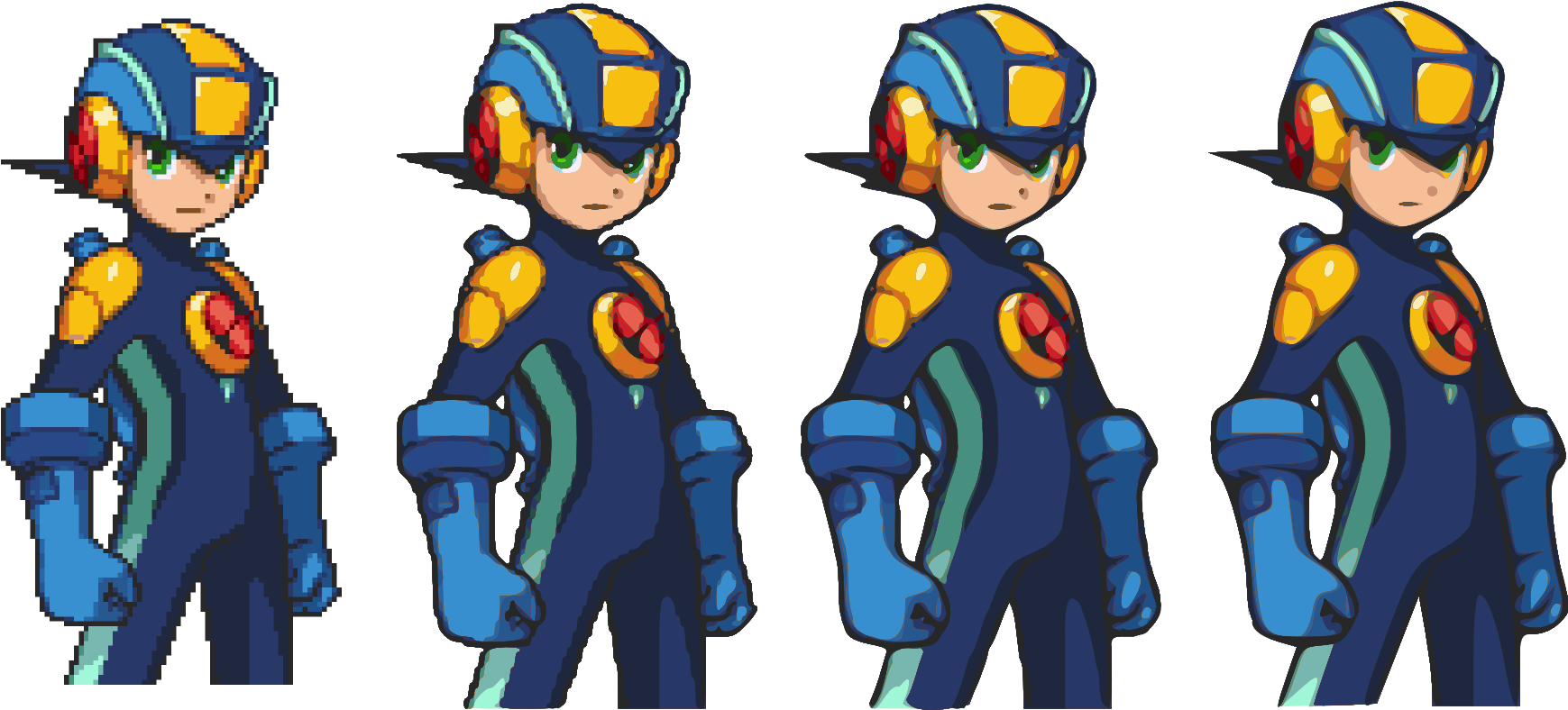 Megaman Character Sprite Poses PNG Image