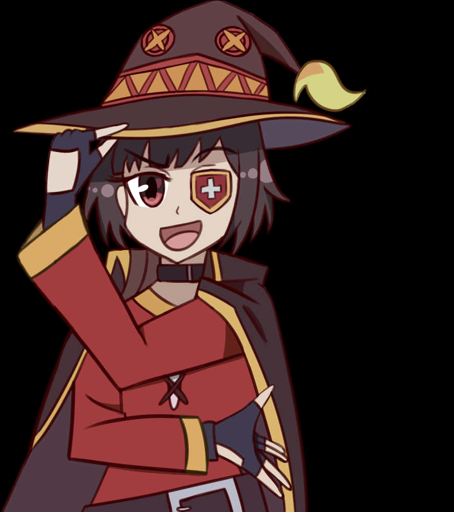 Megumin Anime Character Salute PNG Image