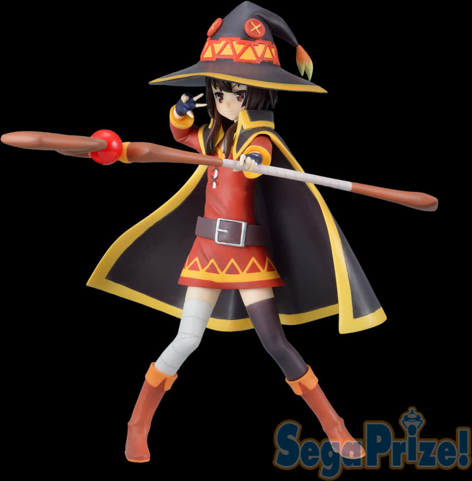 Megumin Anime Figure Staff Pose PNG Image