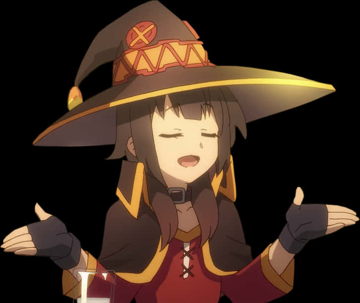 Megumin Cheerful Gesture Anime Character PNG Image