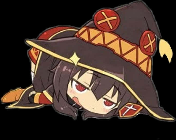 Megumin Lying Down Artwork PNG Image