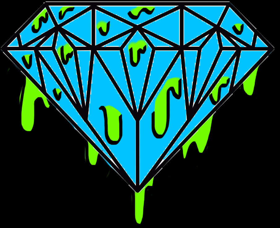 Melting Blue Diamond Art PNG Image