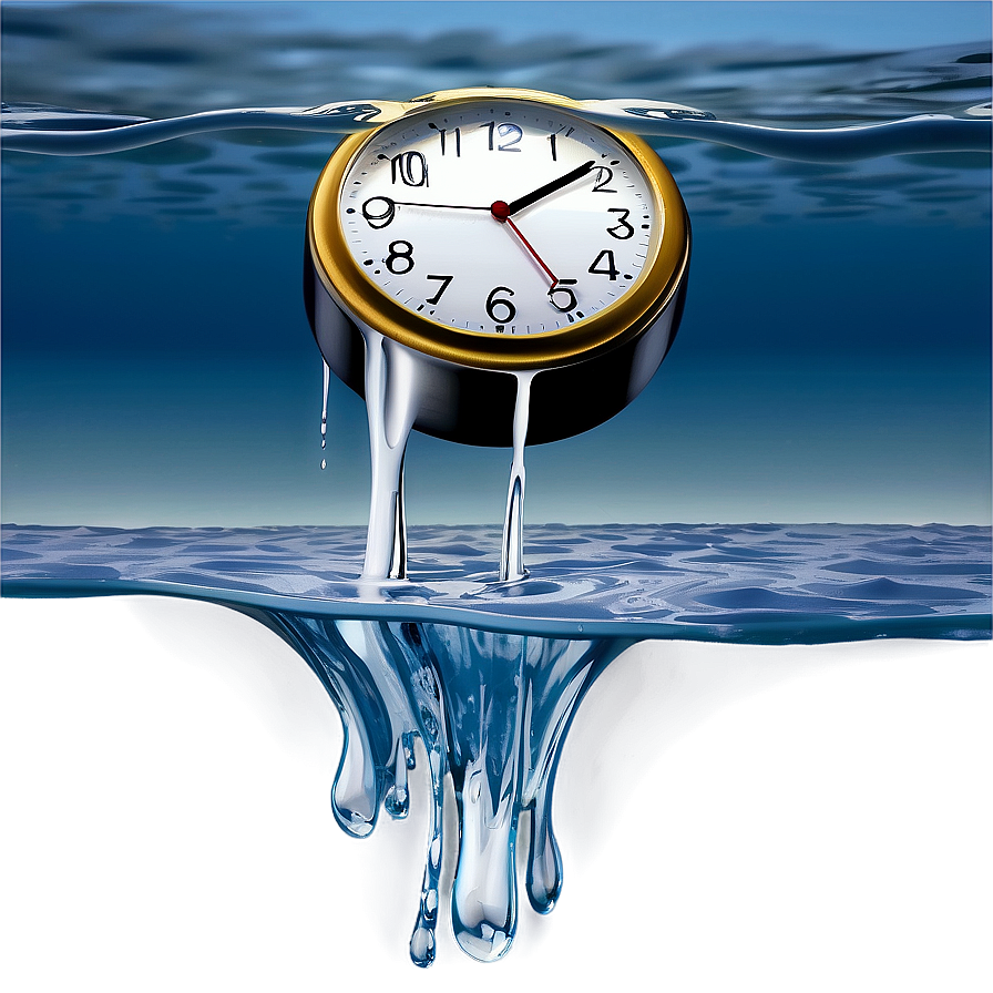 Melting Clock In Ocean Setting Png 10 PNG Image