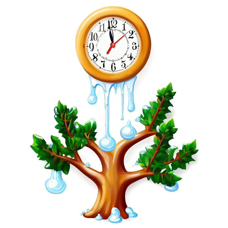 Melting Clock On Tree Branch Png Dfn73 PNG Image