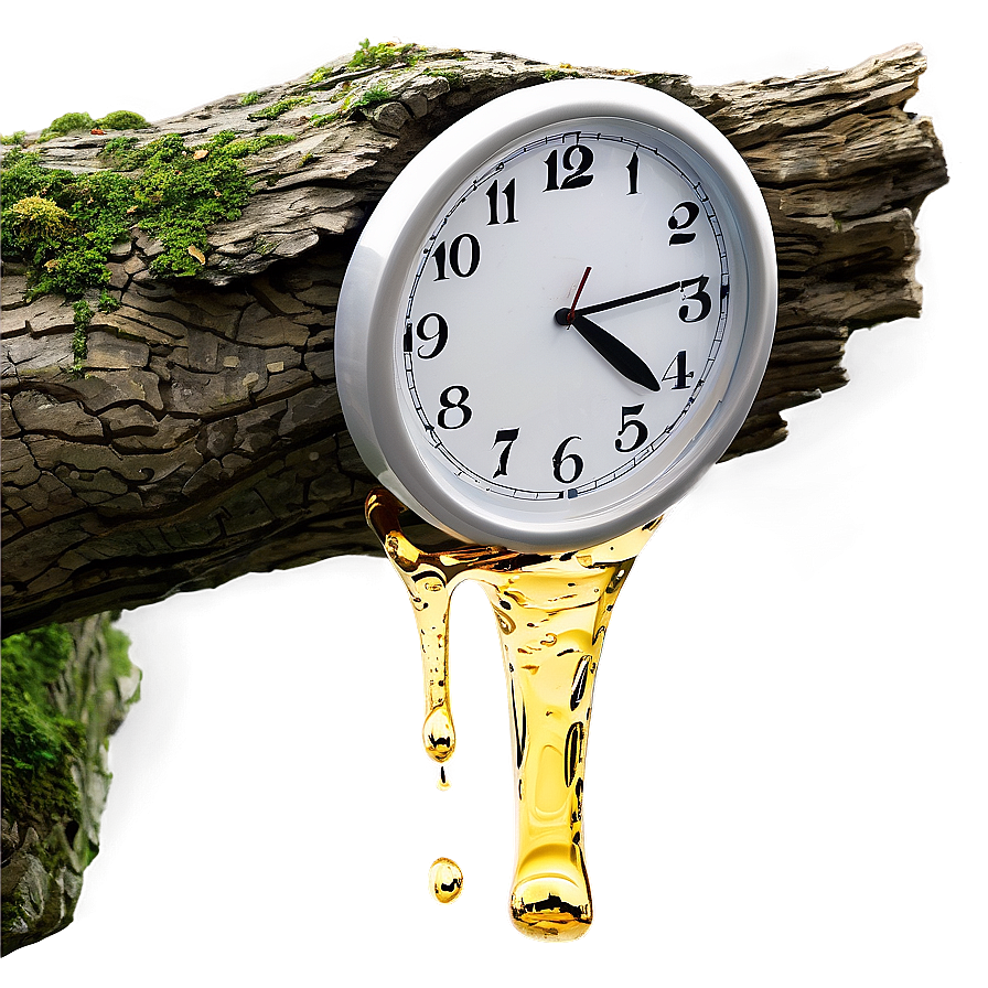 Melting Clock On Tree Branch Png Drn PNG Image