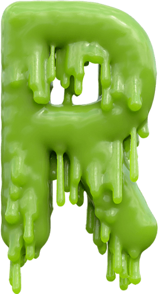 Melting Green Letter R PNG Image