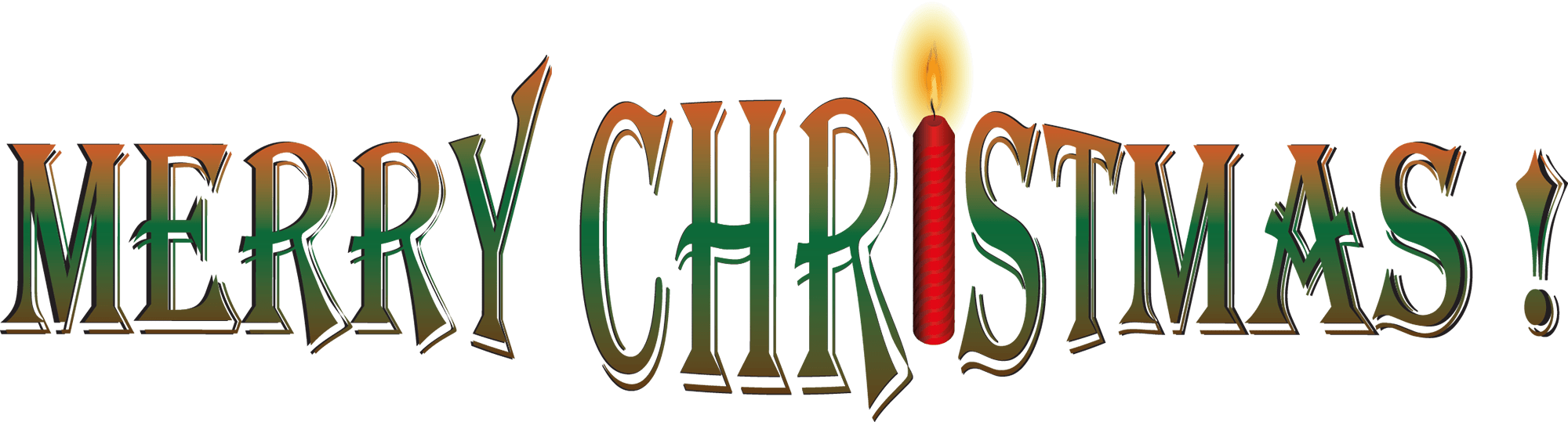 Merry Christmas Candle Text PNG Image