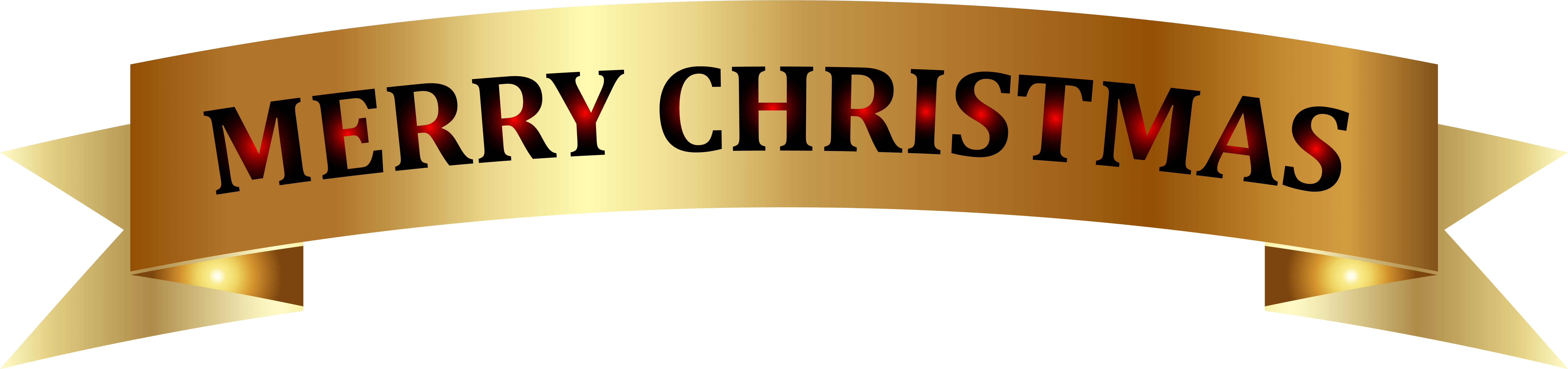 Merry Christmas Gold Banner PNG Image