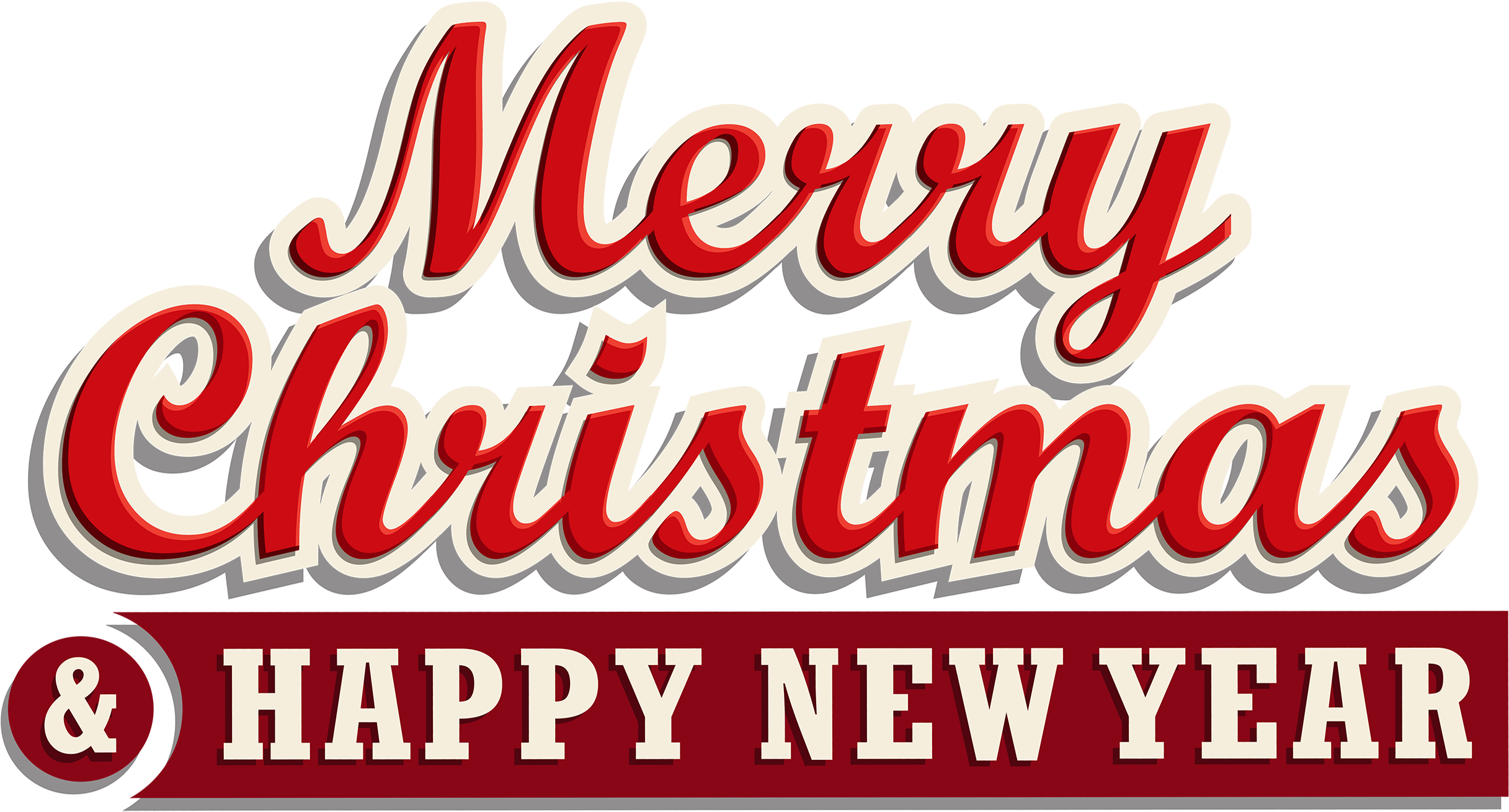 Merry Christmas Happy New Year Greeting PNG Image