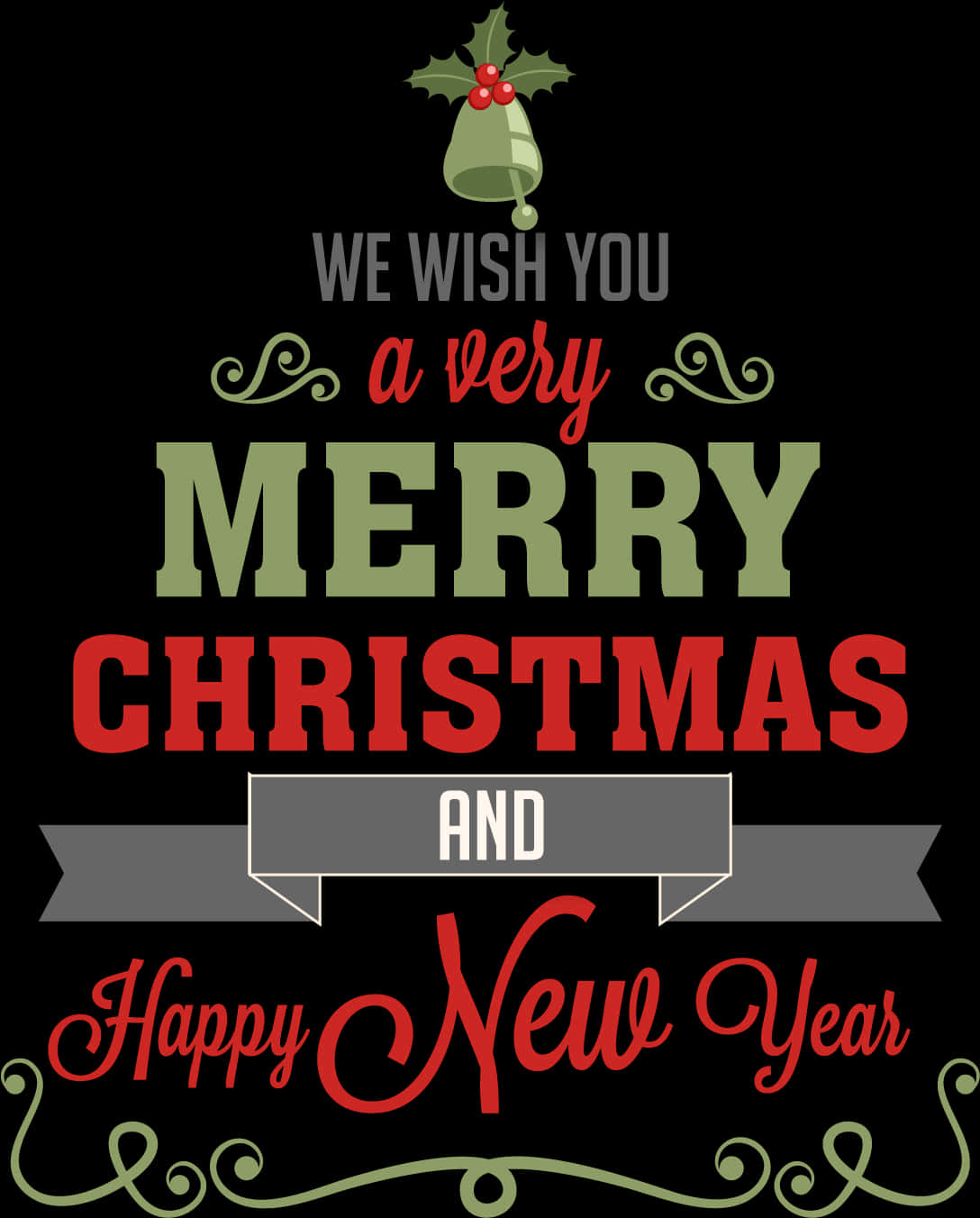 Merry Christmasand Happy New Year Greeting PNG Image