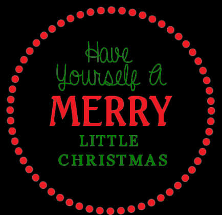 Merry Little Christmas Red Circle PNG Image