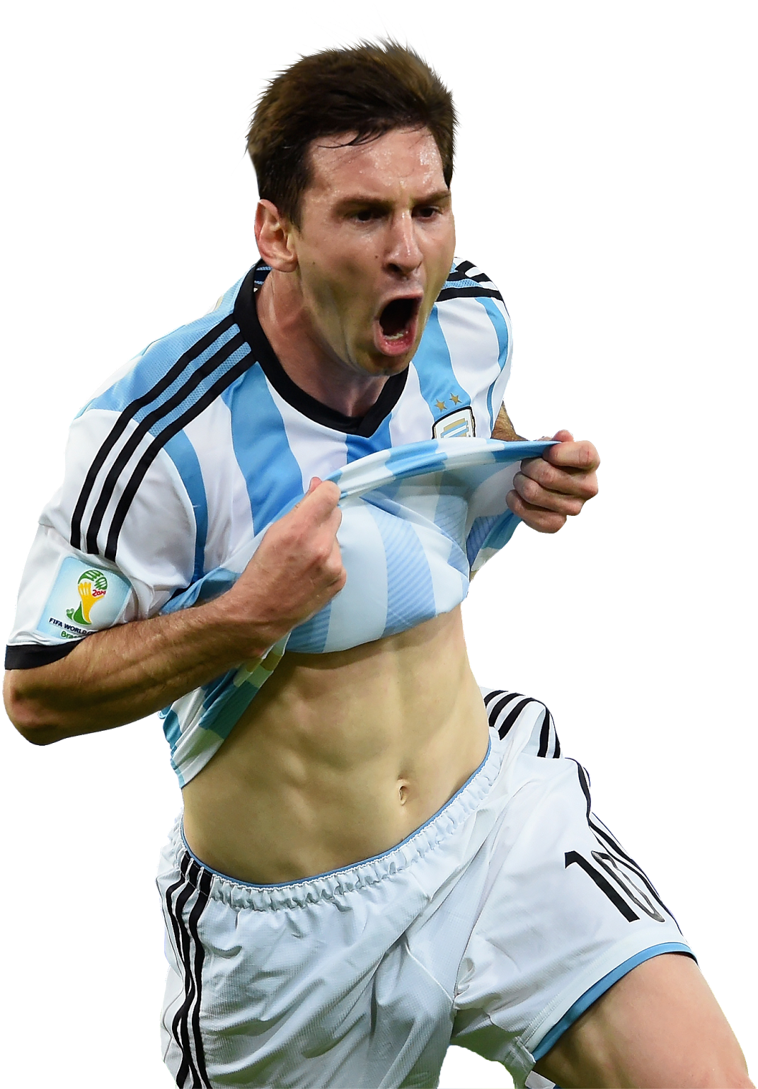 Messi Celebration Argentina Stripes PNG Image