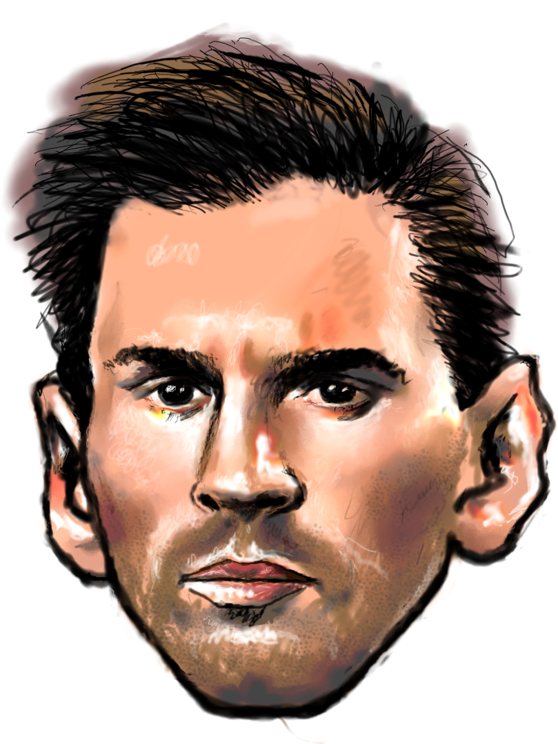 Messi Portrait Artistic Rendering PNG Image