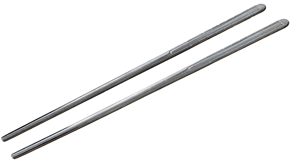 Metal Chopstickson Gray Background PNG Image