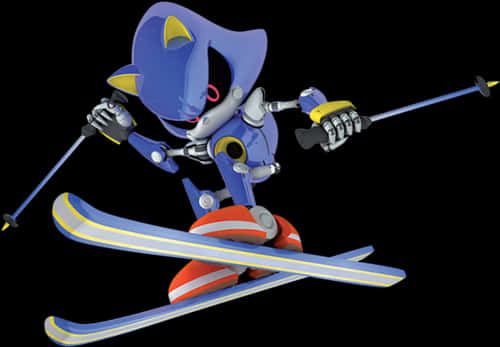 Metal Sonic Skiing Action PNG Image